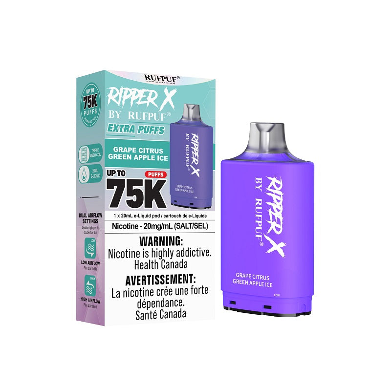 Ripper X Pod by Rufpuf 75K - Grape Citrus Green Apple Ice - Bay Vape Canada