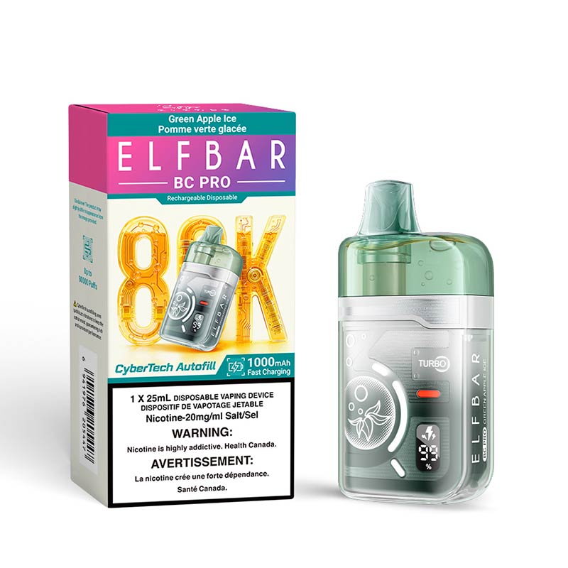 ELF Bar BC Pro 80K Disposable - Green Apple Ice (ON) - Bay Vape