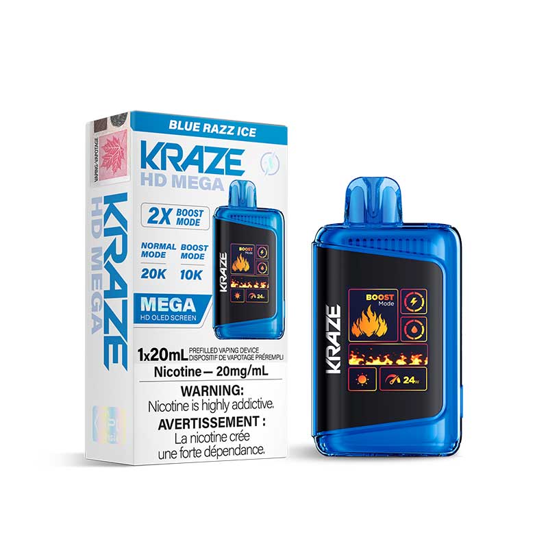 Kraze HD Mega Disposable - Blue Razz Ice - Bay Vape Canada