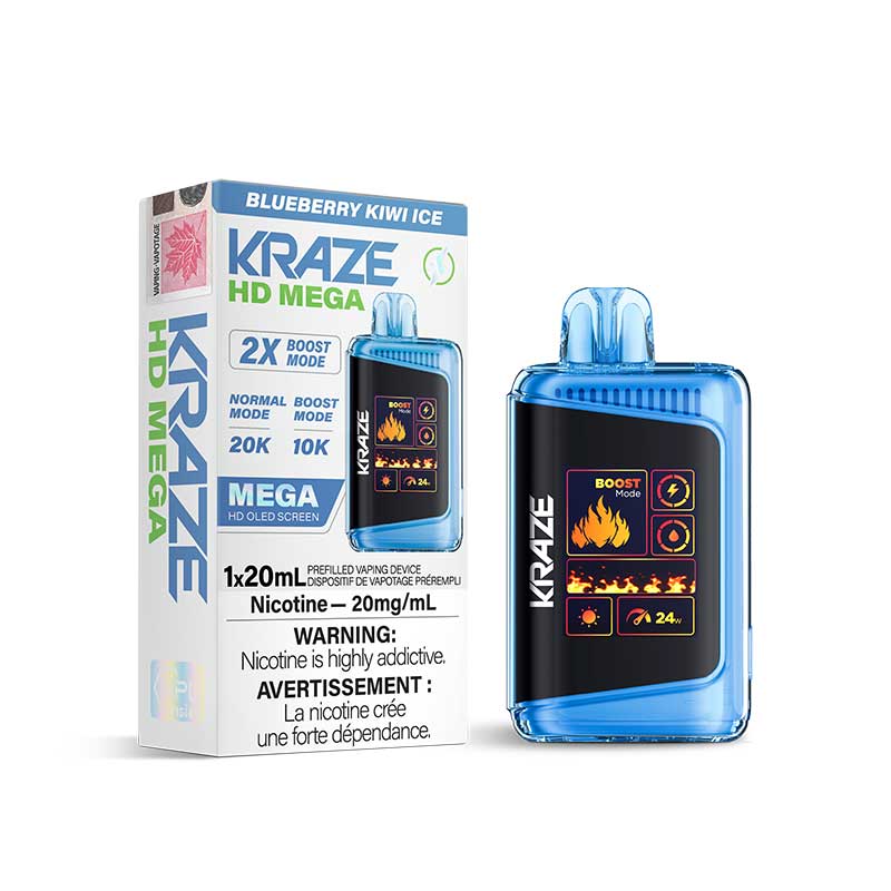 Kraze HD Mega Disposable - Blueberry Kiwi Ice - Bay Vape Canada
