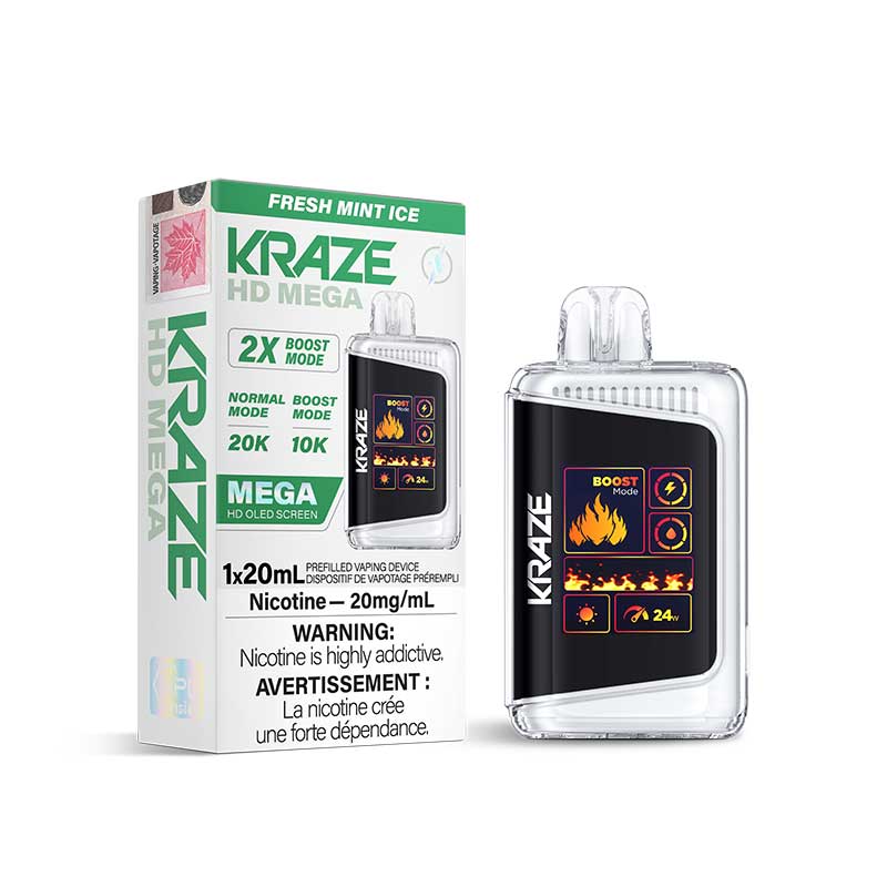 Kraze HD Mega Disposable - Fresh Mint - Bay Vape Canada