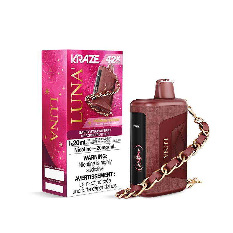 Kraze Luna Disposable - Sassy Strawberry Dragonfruit Ice (ON) - Bay Vape