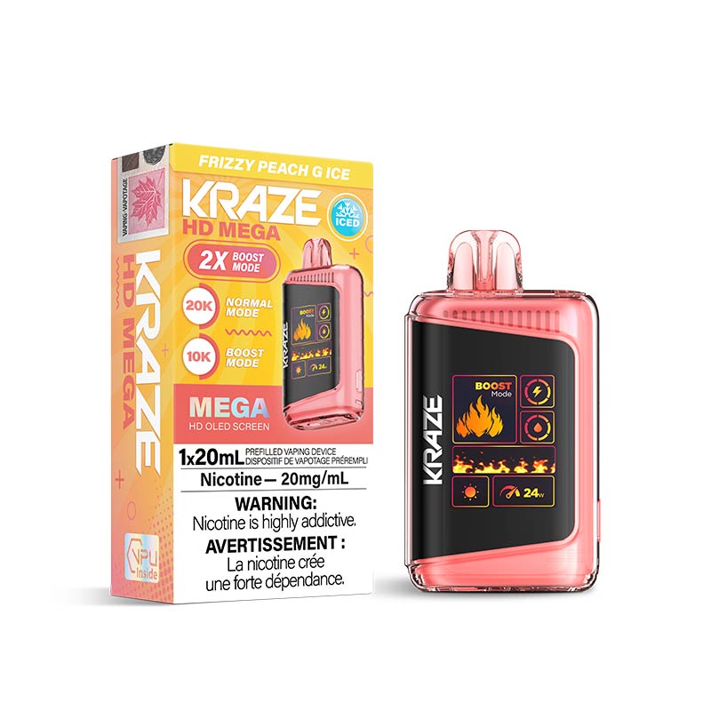 Kraze HD Mega Disposable - Frizzy Peach G Ice (ON) - Bay Vape Canada
