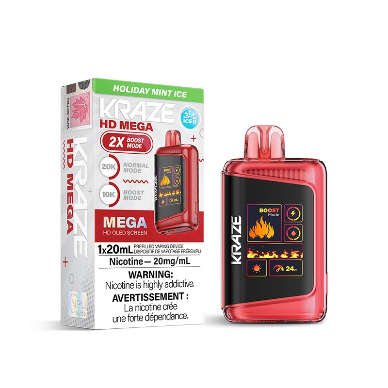 Kraze HD Mega Disposable - Holiday Mint Ice (ON) - Bay Vape Canada