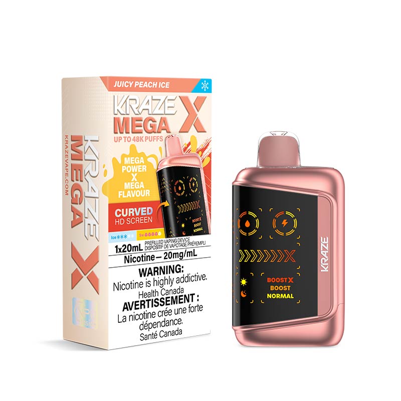 Kraze Mega X Disposable - Juicy Peach Ice (AB) - Bay Vape