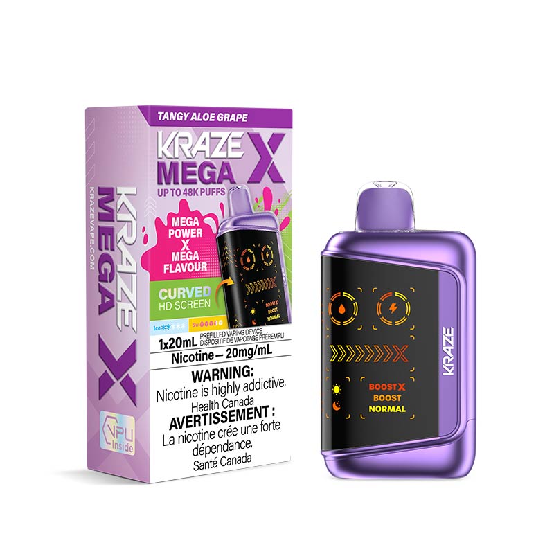 Kraze Mega X Disposable - Tangy Aloe Grape (MB) - Bay Vape