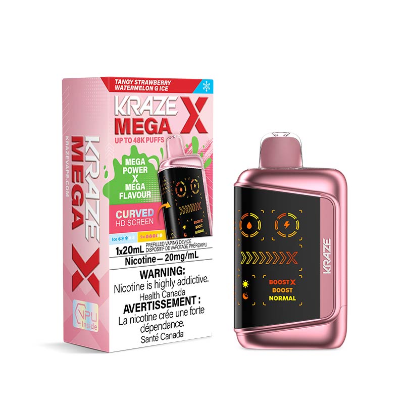 Kraze Mega X Disposable - Tangy Strawberry Watermelon G Ice (AB) - Bay Vape