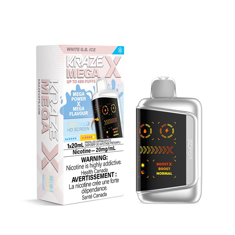 Kraze Mega X Disposable - White G.B. Ice (MB) - Bay Vape