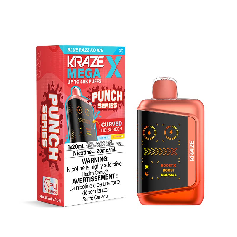 Kraze Mega X Disposable - Blue Razz KO Ice (MB) - Bay Vape