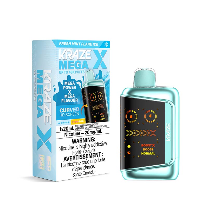 Kraze Mega X Disposable - Fresh Mint Flare Ice (MB) - Bay Vape