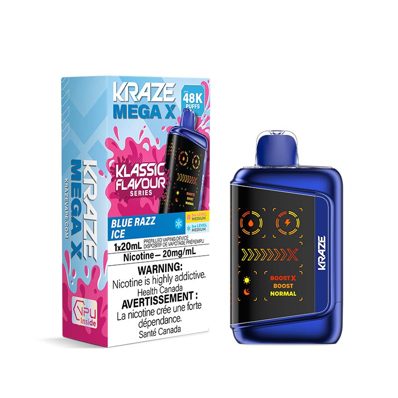 Kraze Mega X Disposable - Blue Razz Ice (ON) - Bay Vape
