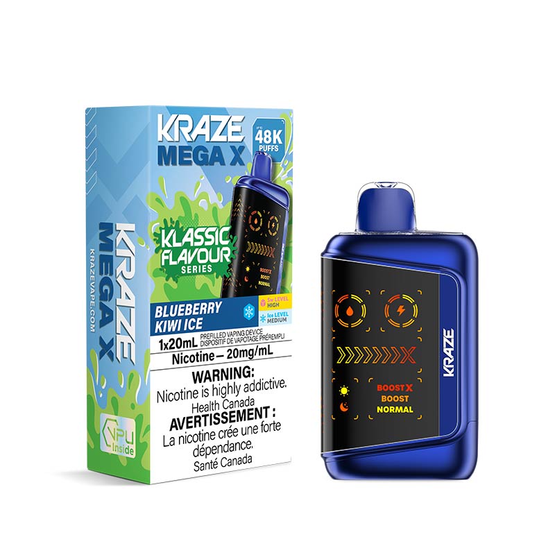 Kraze Mega X Disposable - Blueberry Kiwi Ice (ON) - Bay Vape