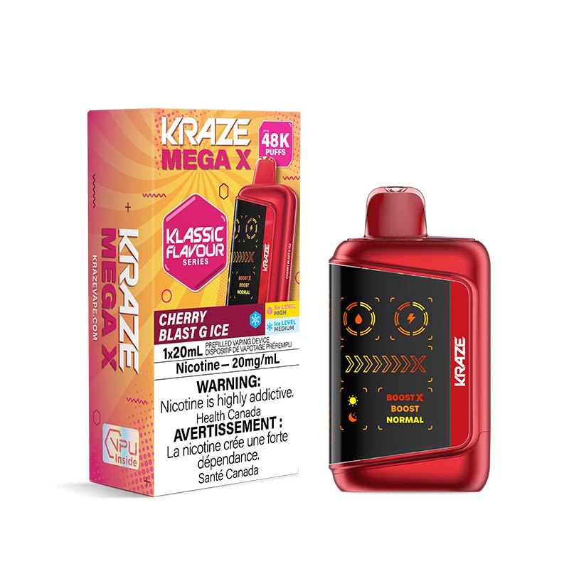 Kraze Mega X Disposable - Cherry Blast G Ice (ON) - Bay Vape