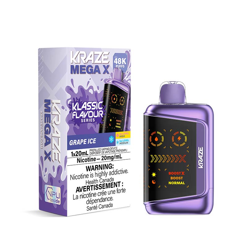Kraze Mega X Disposable - Grape Ice (ON) - Bay Vape