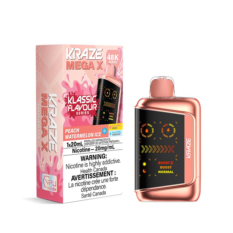 Kraze Mega X Disposable - Peach Watermelon Ice (ON) - Bay Vape