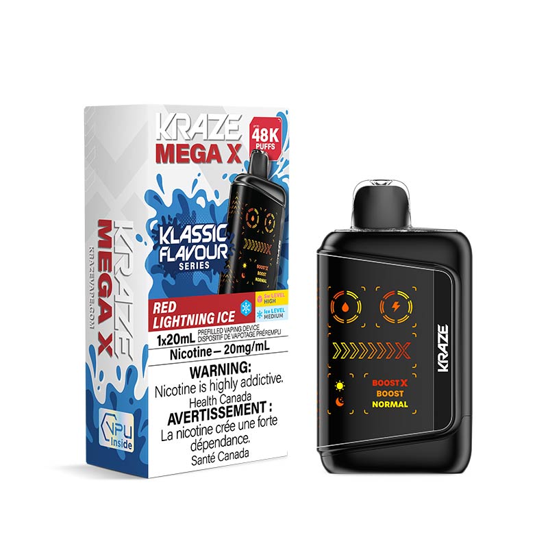 Kraze Mega X Disposable - Red Lightning Ice (ON) - Bay Vape