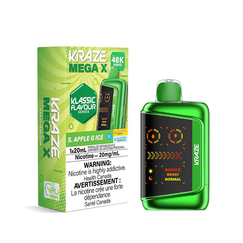 Kraze Mega X Disposable - S. Apple G Ice (ON) - Bay Vape