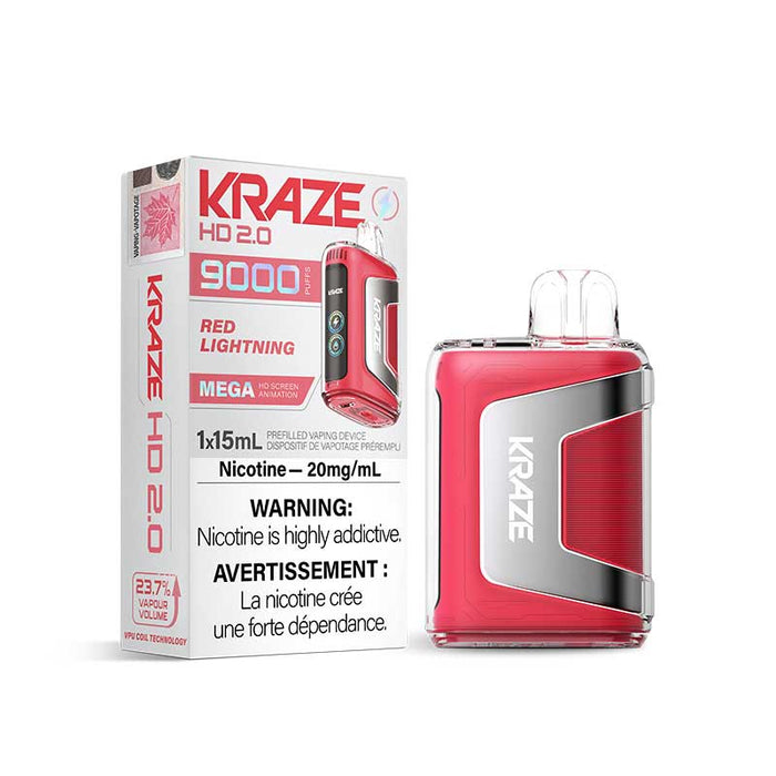 Kraze HD 2.0 Jetable - Glace à éclairage rouge