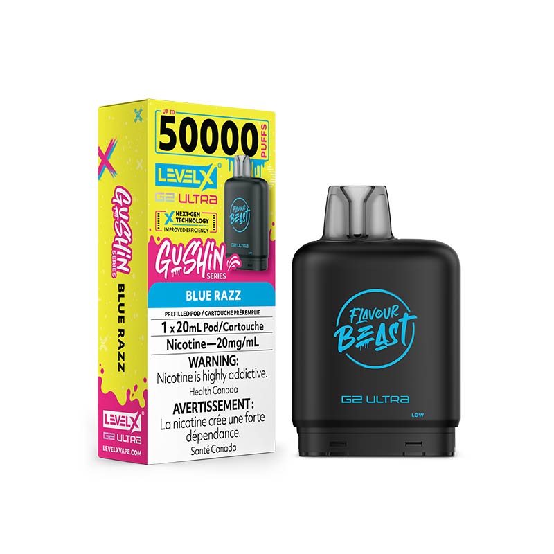 Level X G2 Ultra Pod - Flavour Beast - Gushin Blue Razz (ON) - Bay Vape