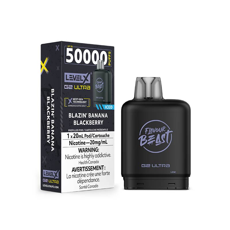Level X G2 Ultra Pod - Flavour Beast - Blazin’ Banana Blackberry Iced (MB) - Bay Vape