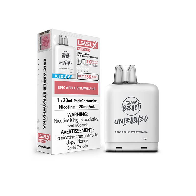 Level X Flavour Beast Unleashed Boost Pod 15K - Epic Apple Strawnana Iced - Bay Vape Canada