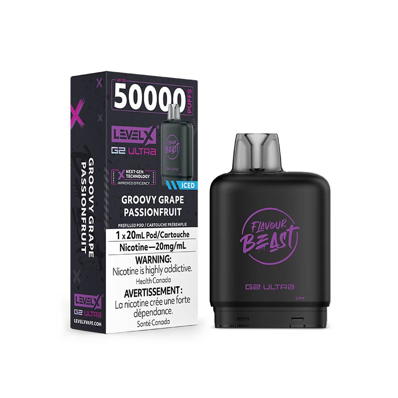 Level X G2 Ultra Pod - Flavour Beast - Groovy Grape Passionfruit Iced - Bay Vape