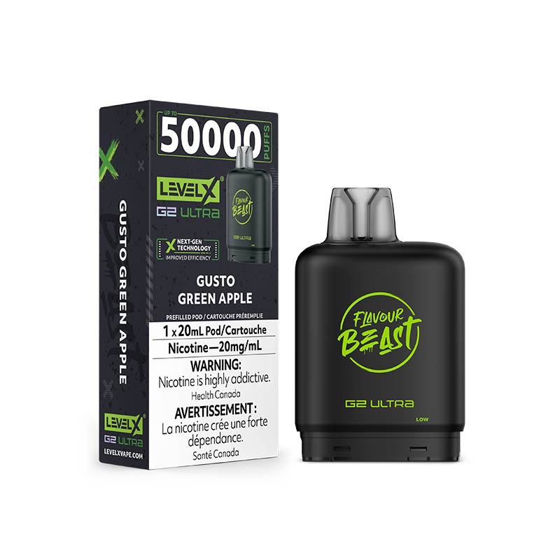 Level X G2 Ultra Pod - Flavour Beast - Gusto Green Apple (ON) - Bay Vape