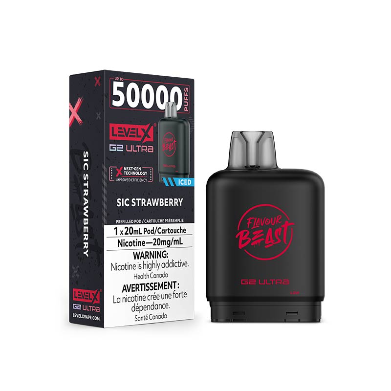Level X G2 Ultra Pod - Flavour Beast - Sic Strawberry Iced (ON) - Bay Vape