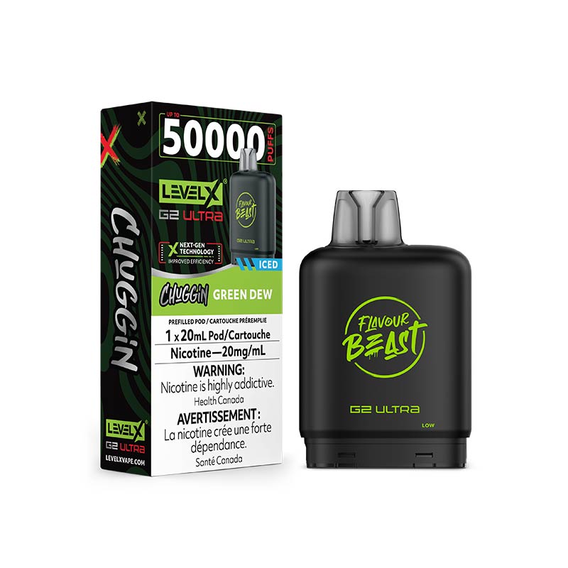 Level X Flavour Beast G2 Ultra Pod - Chuggin' - Green Dew Ice (ON) - Bay Vape