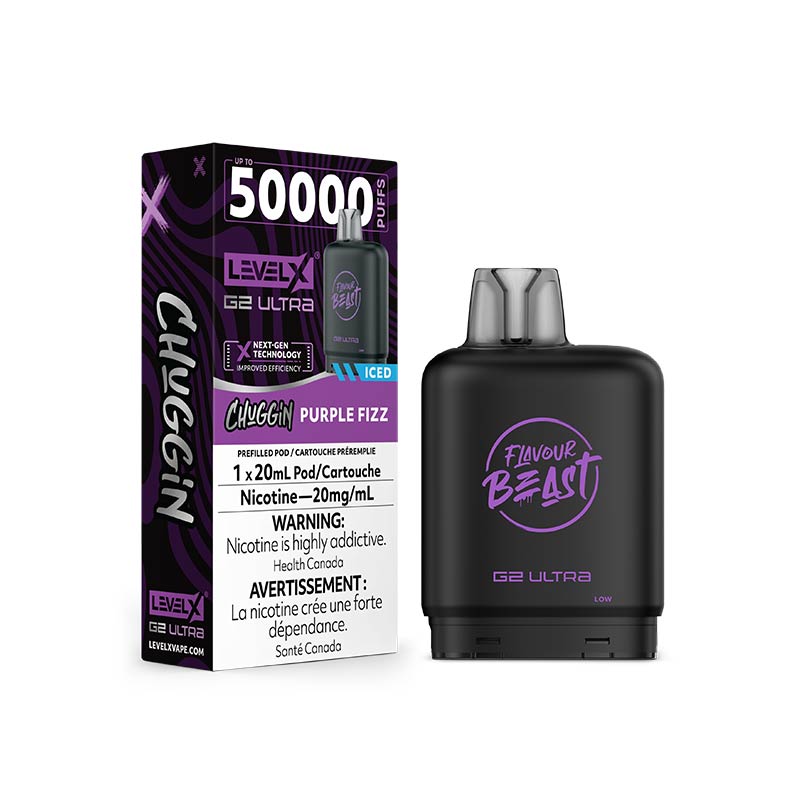 Level X Flavour Beast G2 Ultra Pod - Chuggin' - Purple Fizz Ice (ON) - Bay Vape