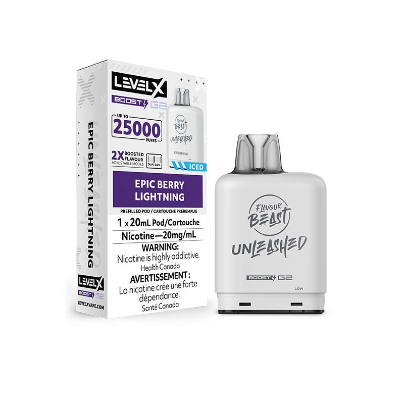 Level X FB Unleashed Boost G2 Pod - Epic Berry Lightning Iced (ON) - Bay Vape