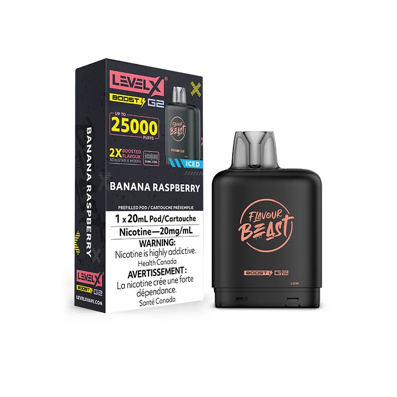 Level X Flavour Beast Boost G2 Pod - Banana Raspberry Iced (ON) - Bay Vape