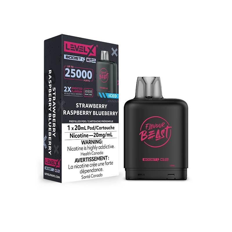 Level X Flavour Beast Boost G2 Pod - Strawberry Raspberry Blueberry Iced (ON) - Bay Vape