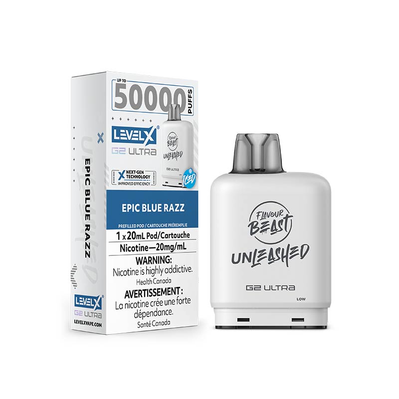 Level X G2 Ultra Pod - Unleashed - Epic Blue Razz Iced (ON) - Bay Vape