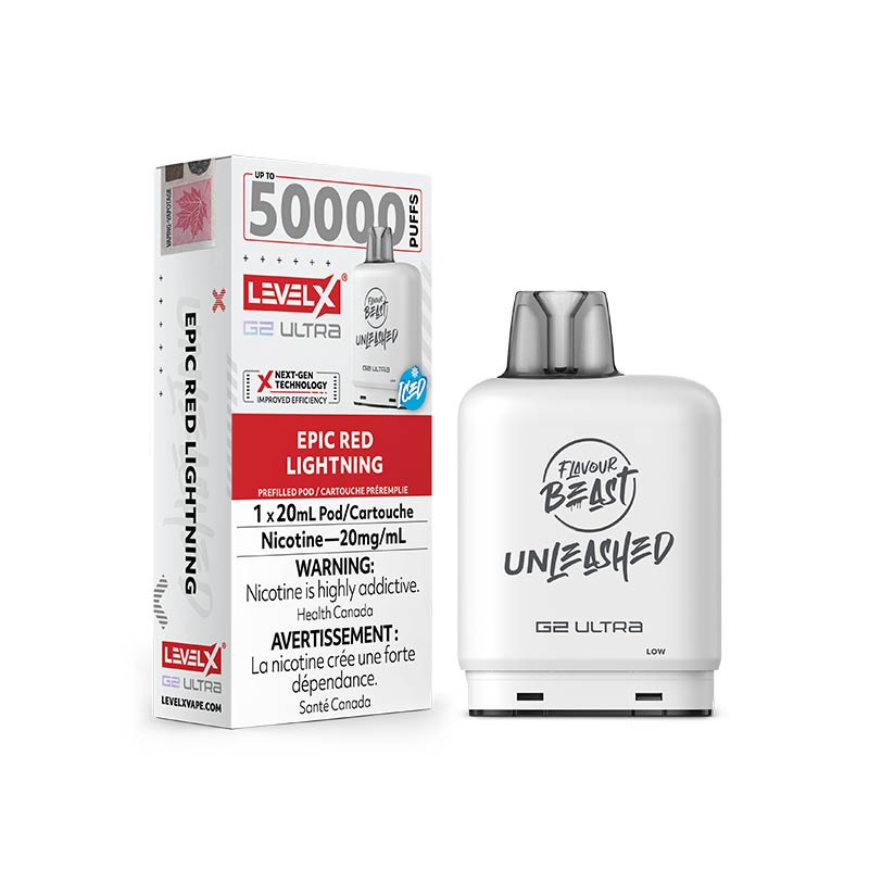 Level X G2 Ultra Pod - Unleashed - Epic Red Lightning Iced (MB) - Bay Vape