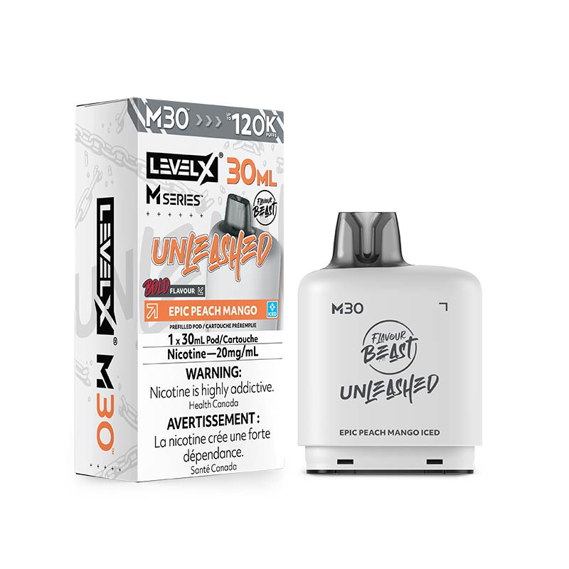 Pod M30 Niveau X - Flavour Beast Unleashed - Pêche Mangue Glacée Épique (ON)