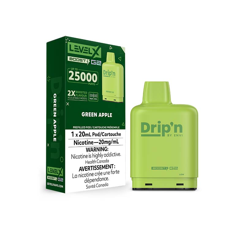 Level X Drip'n Boost G2 Pod - Green Apple - Bay Vape Canada