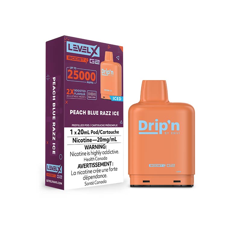 Level X Drip'n Boost Pod 20mL - Peach Blue Razz Ice (ON)