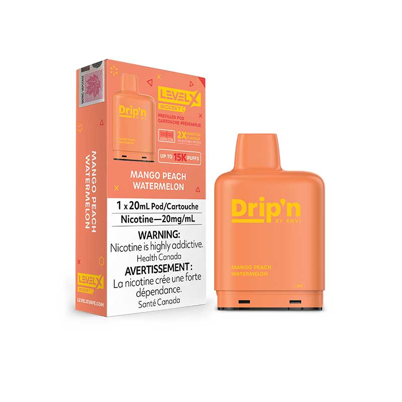 Level X Drip'n Boost Pod 15K - Mango Peach Watermelon - Bay Vape Canada