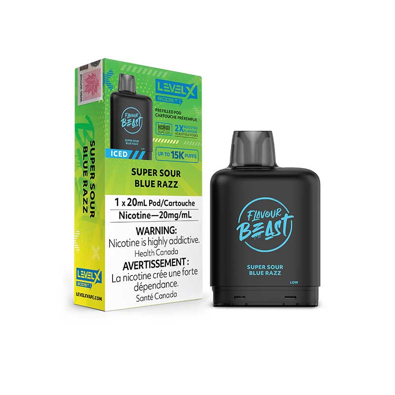 Level X Flavour Beast Boost G2 Pod - Super Sour Blue Razz Iced - Bay Vape Canada