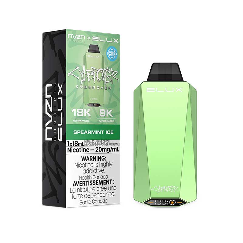 NVZN Elux Cyberover 18K Disposable - Spearmint Ice - Bay Vape Canada
