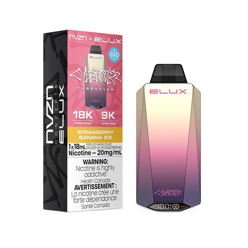 NVZN Elux Cyberover 18K Disposable - Strawberry Banana Ice - Bay Vape Canada