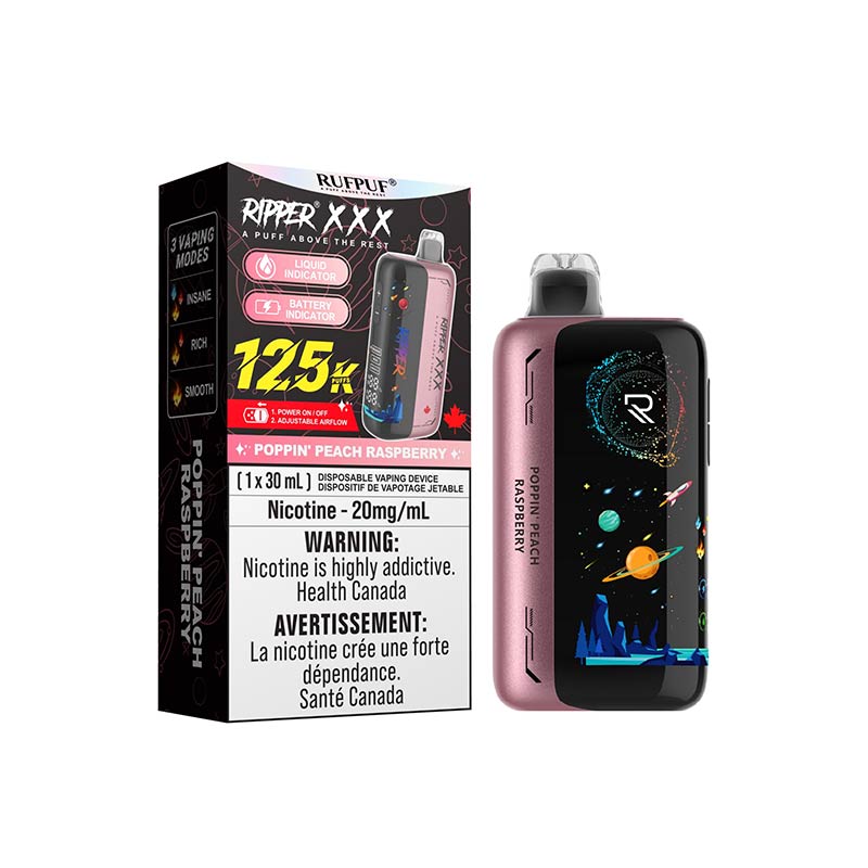 Ripper XXX 125K Disposable - Poppin Peach Raspberry - Bay Vape