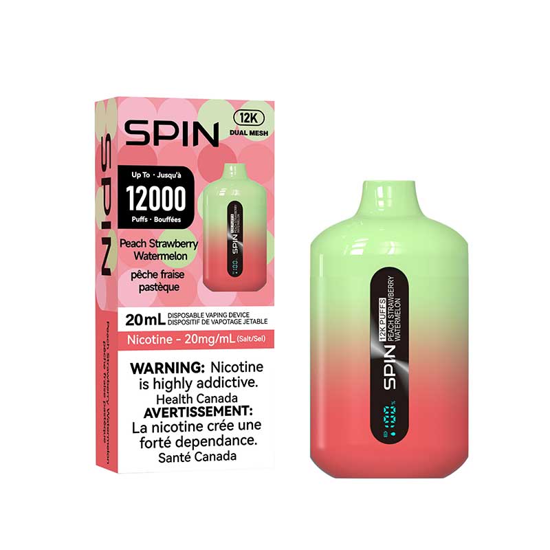Spin 12K Disposable - Peach Strawberry Watermelon (ON) - Bay Vape Canada