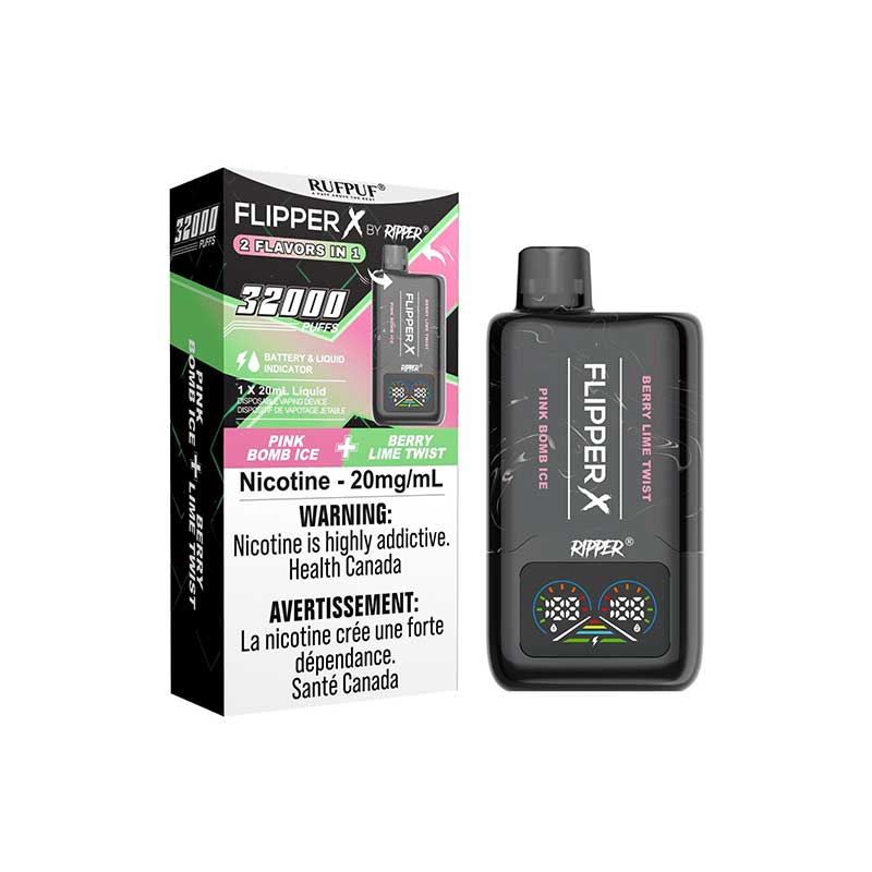 Flipper X 32K Disposable - Pink Bomb Ice & Berry Lime Twist (ON) - Bay Vape
