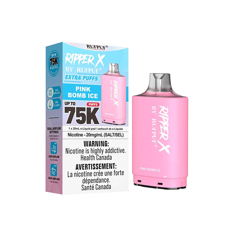 Ripper X Pod by Rufpuf 75K - Pink Bomb Ice - Bay Vape Canada