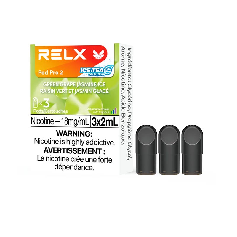 RELX Pod Pro 2 - Green Grape Jasmine Ice (3 Pack) (ON) - Bay Vape