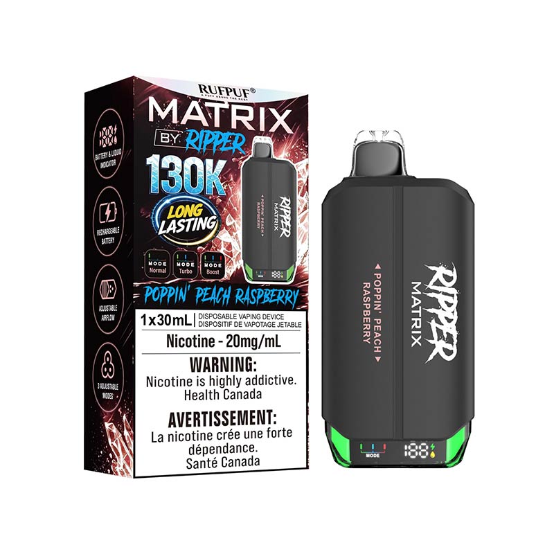 Ripper Matrix 130K Puffs Disposable - Poppin' Peach Raspberry