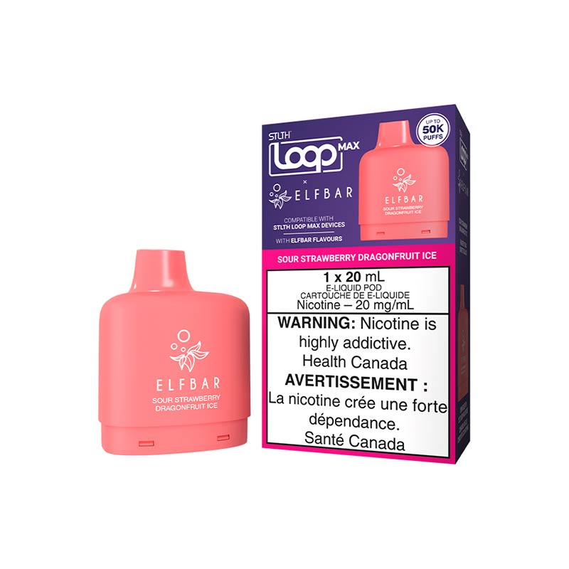 STLTH LOOP MAX x ELFBAR Pod Pack - Sour Strawberry Dragonfruit Ice - Bay Vape