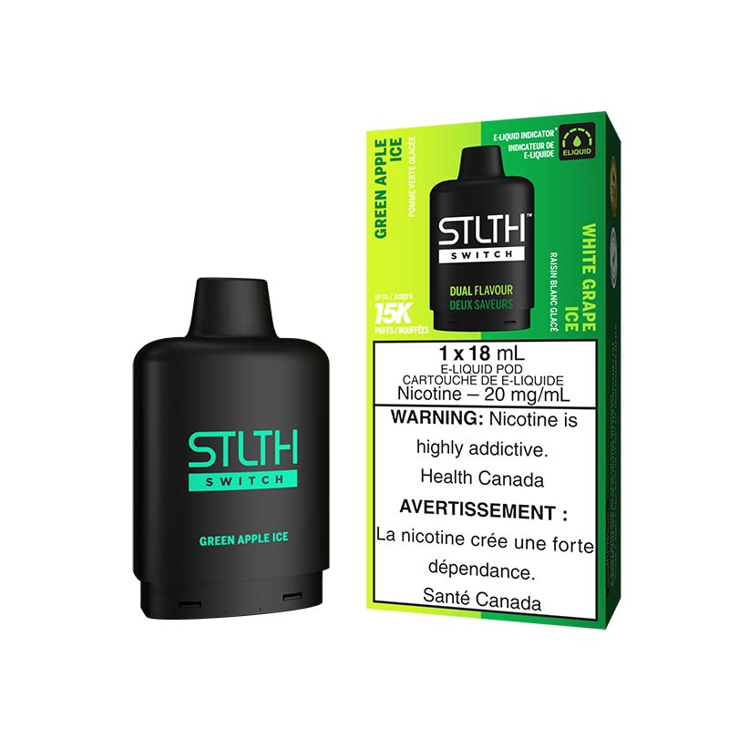 STLTH Switch Pod Pack - Green Apple Ice & White Grape Ice - Bay Vape Canada